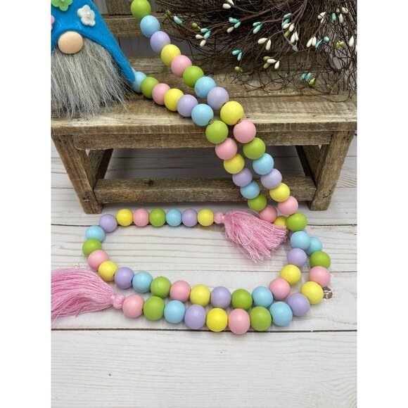 Gnome beaded garland bird nest tiered tray lot easter spring decor lot 3 piece - Picture 2 of 5